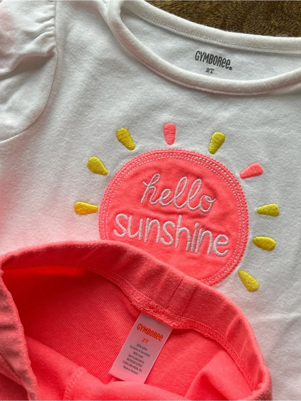 Gymboree Girls 2T Hello Sunshine Hot Pink Bows Matching Tee Shorts Set